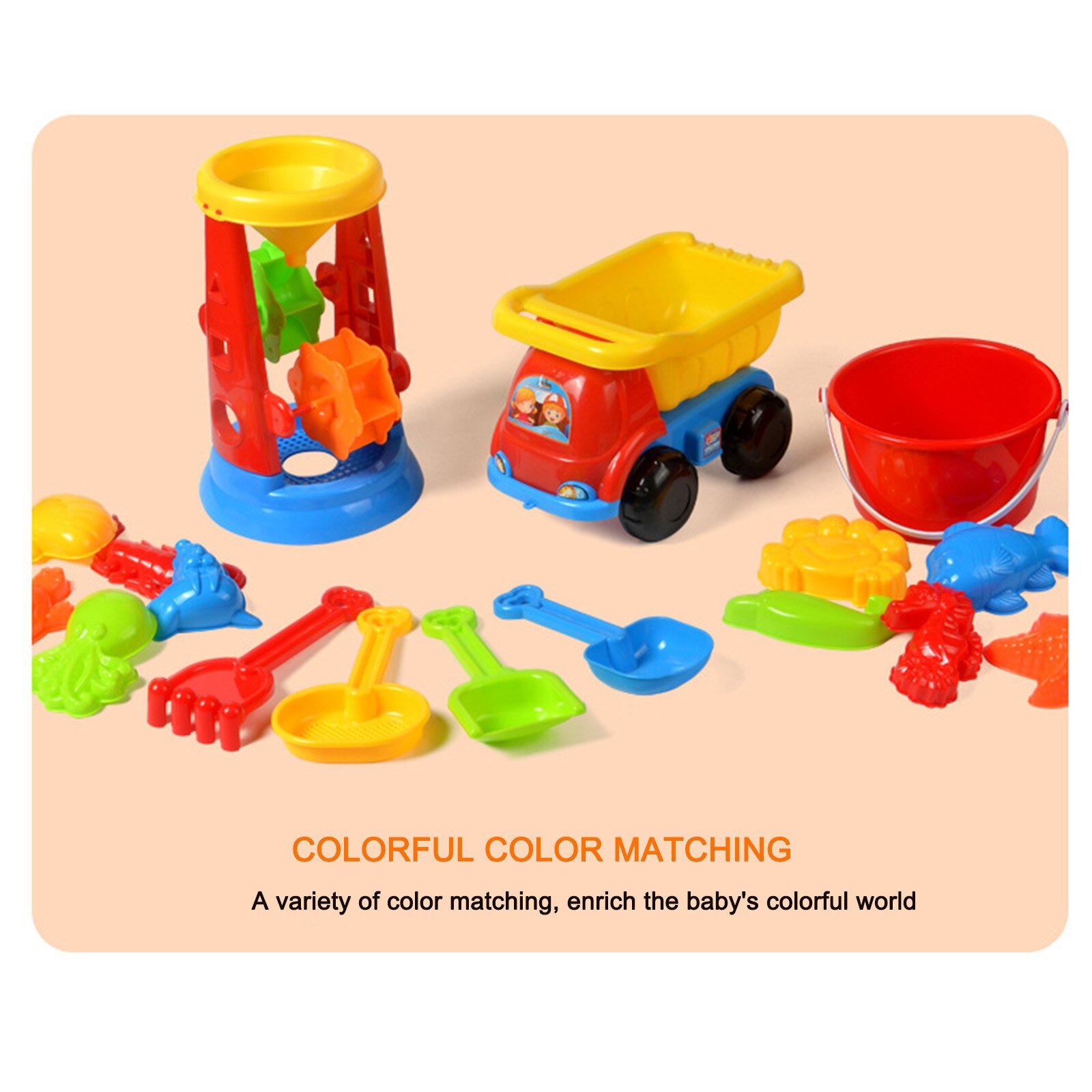 25pcs Beach Tools Set Sand Playing Toys Kids Fun Water Beach Seaside Tools Beach Sand toys Sandglass Shovel Tool Детские