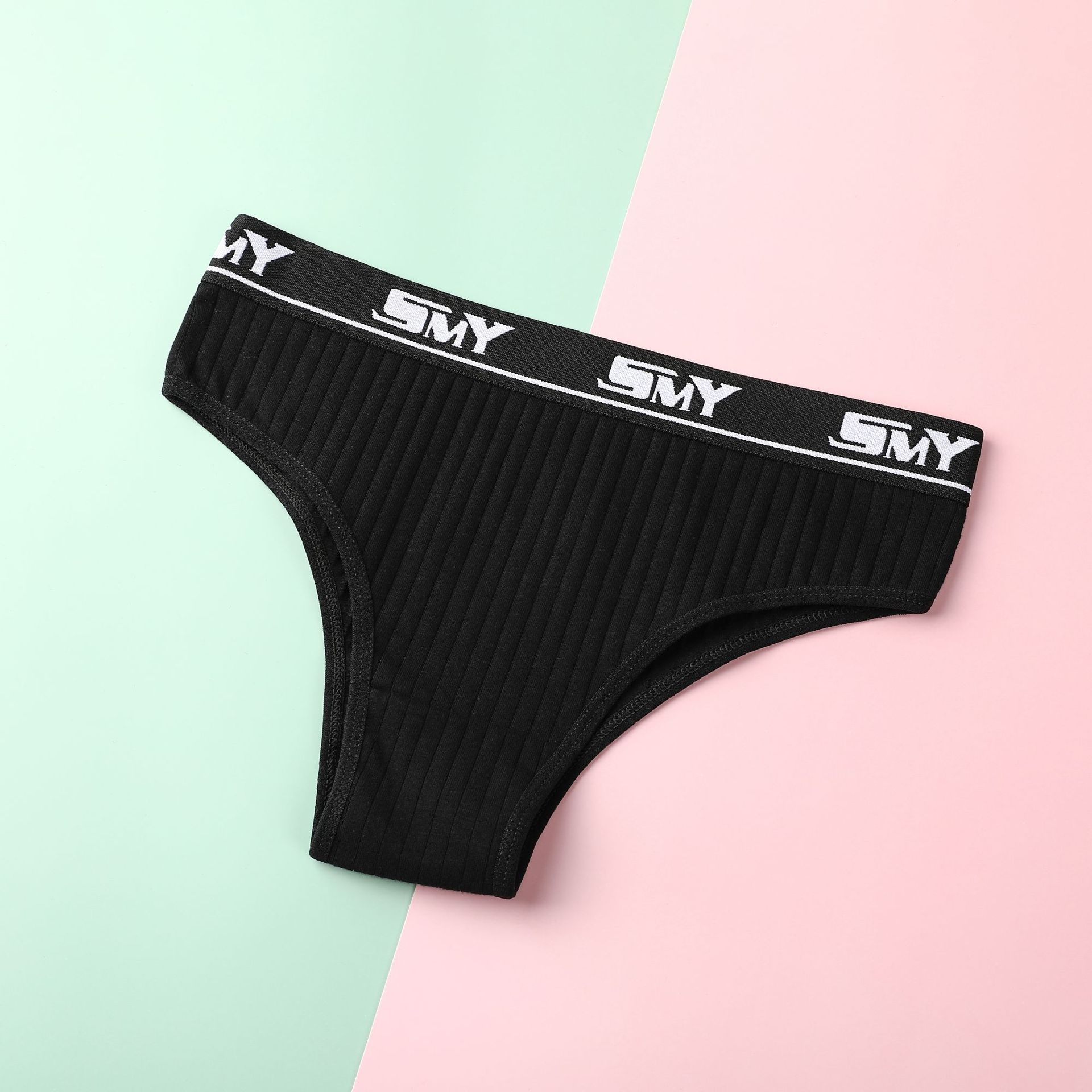 Plus Size Women Panties Solid Color Striped Underwear Letter Wide Belt Lingerie Famale Cotton Crotch Skin-Friendly Sports Thongs: M