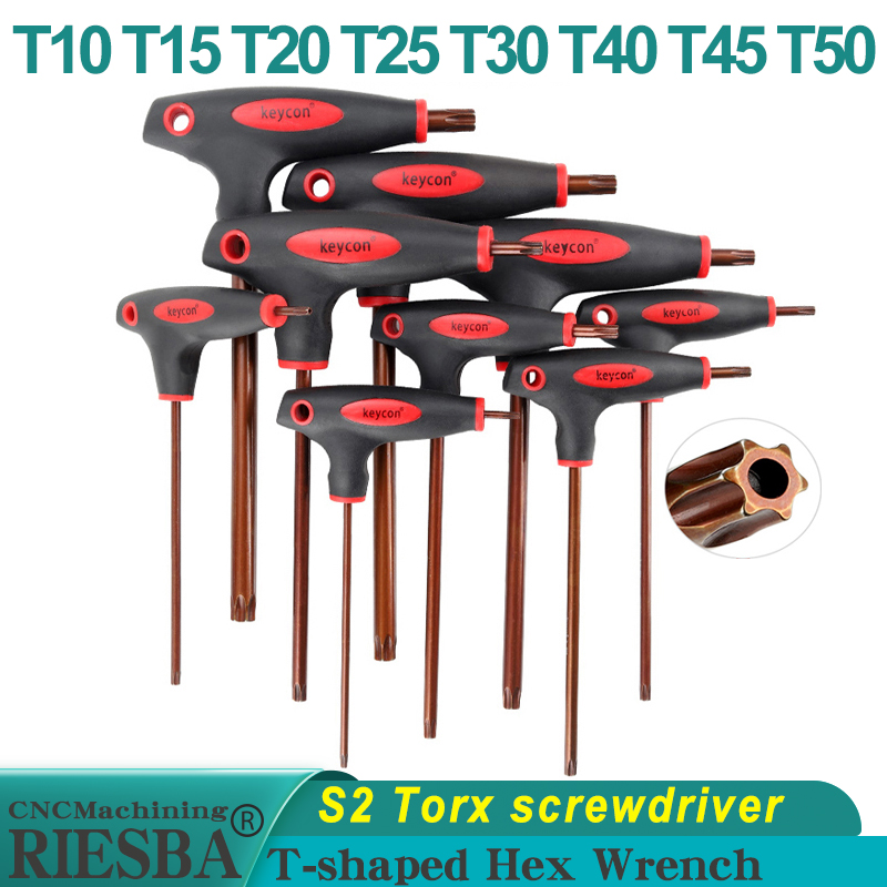1Pc T-shaped Hex Wrench S2 Torx screwdriver T10 T15 T20 T25 T30 T40 T45 T50
