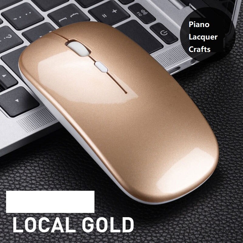 2.4G Wireless Mouse USB Rechargeable Mouse Silent Mute Office Mice Backlit Mouse Optical Ergonomic Gaming Mouse: gold