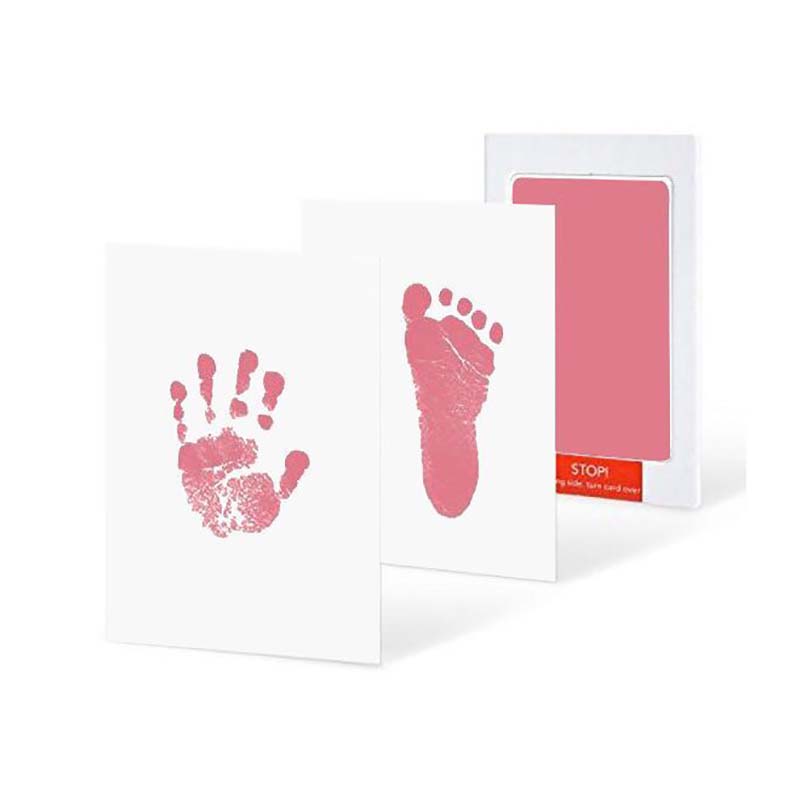 Kit de impresión de huella de mano para bebé recién nacido, almohadillas de tinta no tóxicas, seguro, recuerdos para niños, accesorios para el cuidado del bebé: Pink