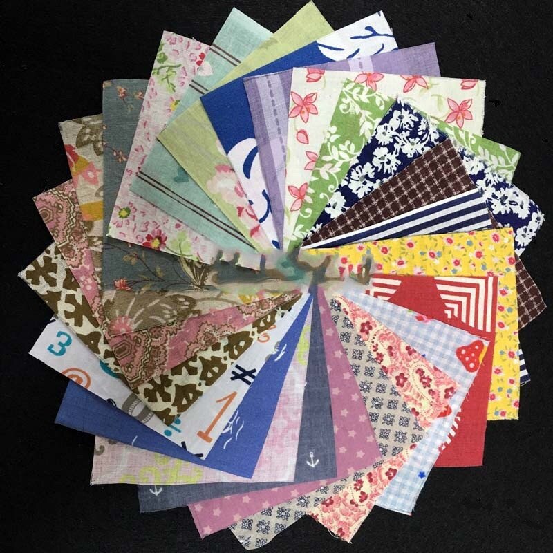 Tela de algodón de trapo de 10x10cm, tela estampada para coser, telas acolchadas para Patchwork, costura DIY, aleatorio, c10869