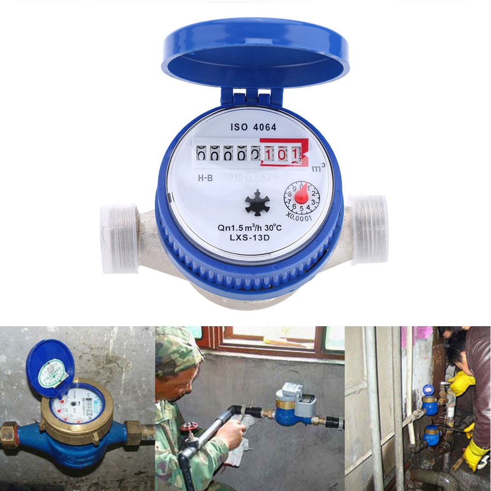 Cold Water Meter With Screws Gaskets Digital Display Garden Home 15mm 1/2inch Kitchen Waterproof Tap Rotary Counter Smart