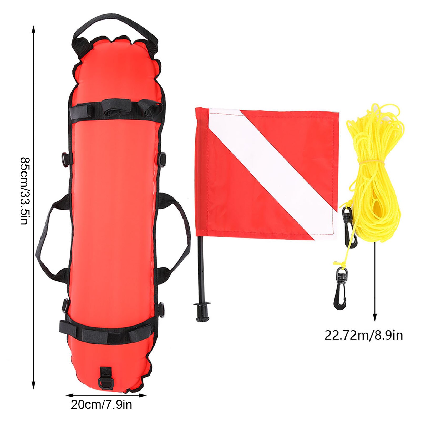 KEEP DIVING Spearfishing Scuba Diving Inflation Torpedo Buoy Signal Float Ball + Diving Flag Freediving Gear Equipment