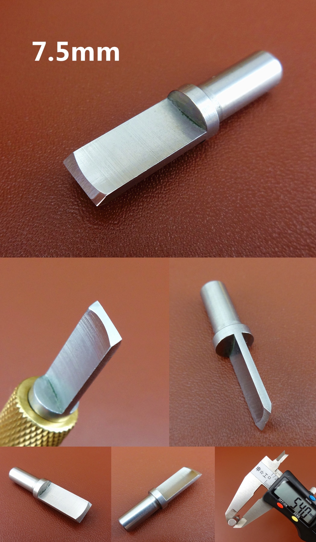 1pc 7.5mm Stainless Steel Leather Craft Swivel Carving Knife Hollow Ground Blade Head Tool - Stamping Punch Chisel Edger Creaser