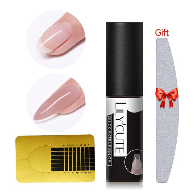 Lilycute neglekunst poly uv gel fransk neglebygger poly gelé gel akryl hurtig bygning finger forlængelse uv led hård: 3 stk sæt 5