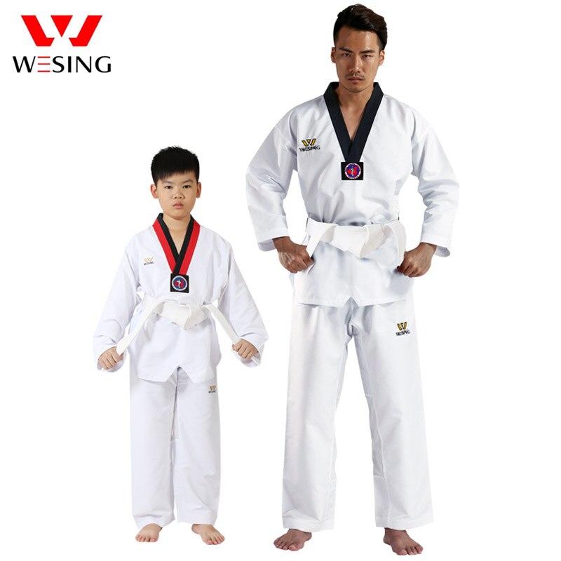 Uniforme de Taekwondo Wesing para hombres y mujeres, traje de Taekwondo transpirable de gran tamaño, traje de Taekwondo Gi para niños y niñas, competición de entrenamiento