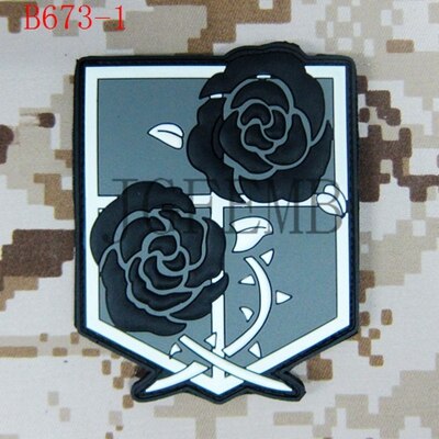 Cartoon Versie Zwarte Achtergrond Kleur Aanval Op Titan Corps 3D Pvc Patch: PB673