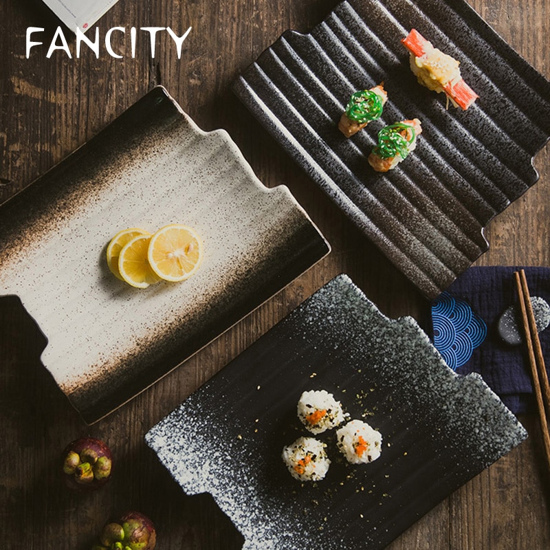 Fancity Retro Keramische Plaat, Onregelmatige Diner Plaat, Sushi Plaat, Restaurant Speciale-Vormige Plaat