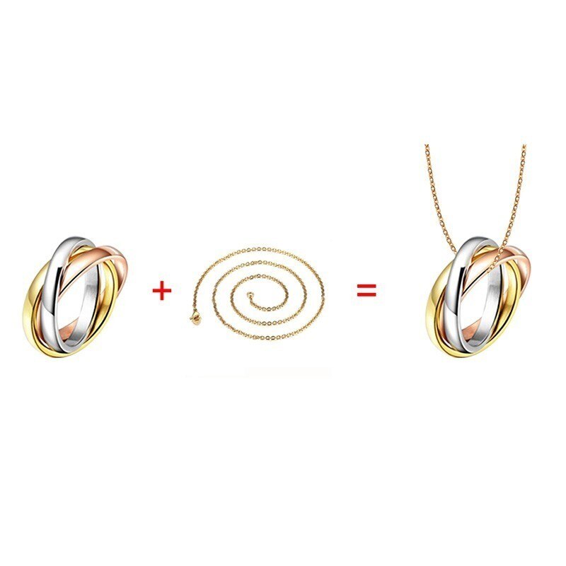 Novos anéis de noivado triplos interligados para mulheres, aço inoxidável, três em um, presente de promessa para o dia dos namorados dela: 8 / Preto