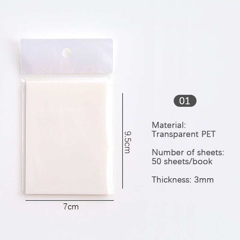 Transparent Sticky Note Pads Waterproof Self-Adhesive Memo Notepad School Office Supplies Stationery Writing Memo Pad Decoration: N1
