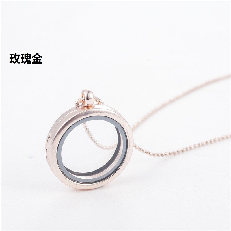 3cm Runde Wohnzimmer luxuriöse Speicher Foto Für Schwimm Charme Glas Medaillon Anhänger Halskette Für Frauen Rose Gold Kette: MC612