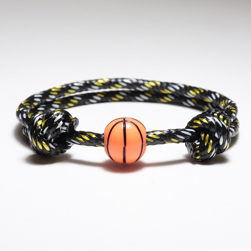 Braccialetto di corda di cera di moda uomo Design di pallacanestro creativo braccialetto di fascino di 5 colori per Pulseras di braccialetto di filo regolabile Hombre: Black-Yellow