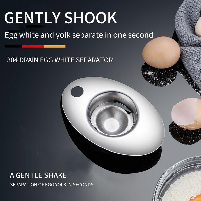 Separador de huevos de acero inoxidable, separador de yema clara de huevo, filtro para huevo, suministros de cocina, divisor práctico y económico