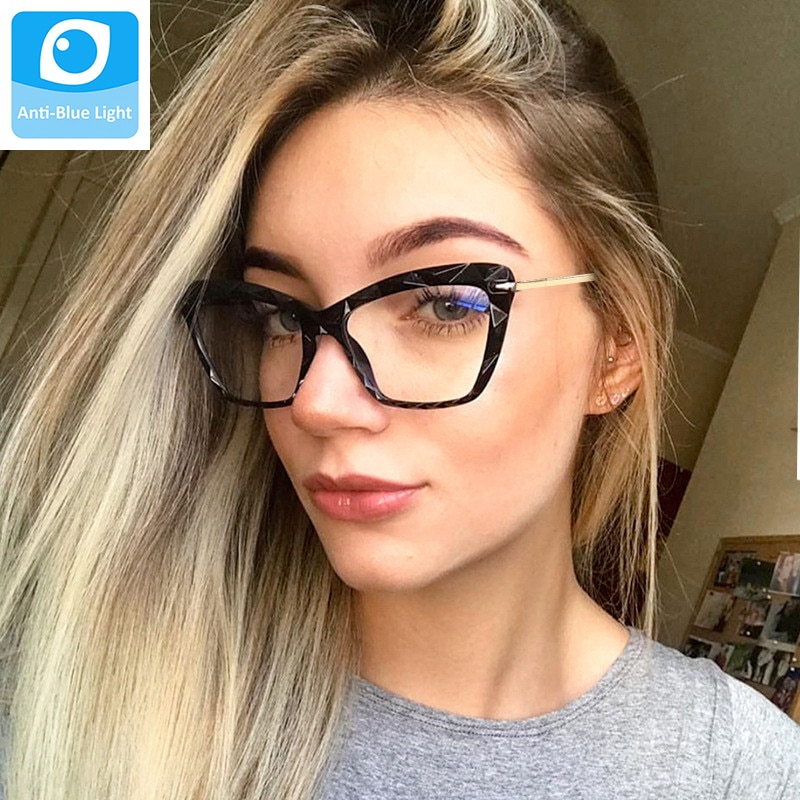 Anti-blauw licht bril dames cat eye bril montuur dames cat eye bril montuur heldere lens bril oculair zonnebril