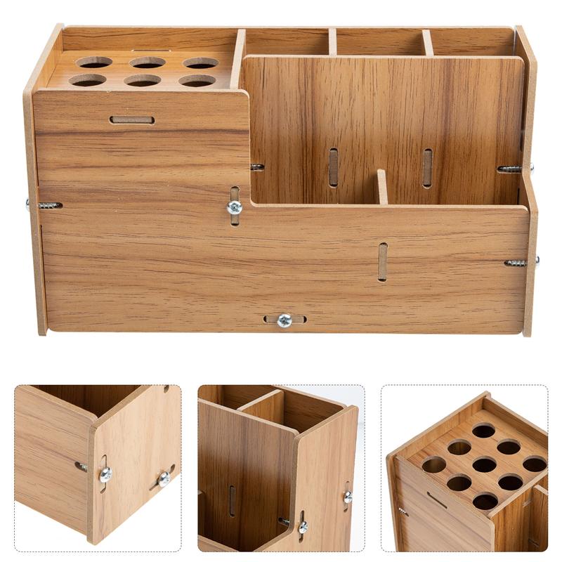Multifunctional Wood Hairdressing Tool Box Barbershop Storage Scissor Hair Clips Comb Clamps Organizer Stand Case Salon