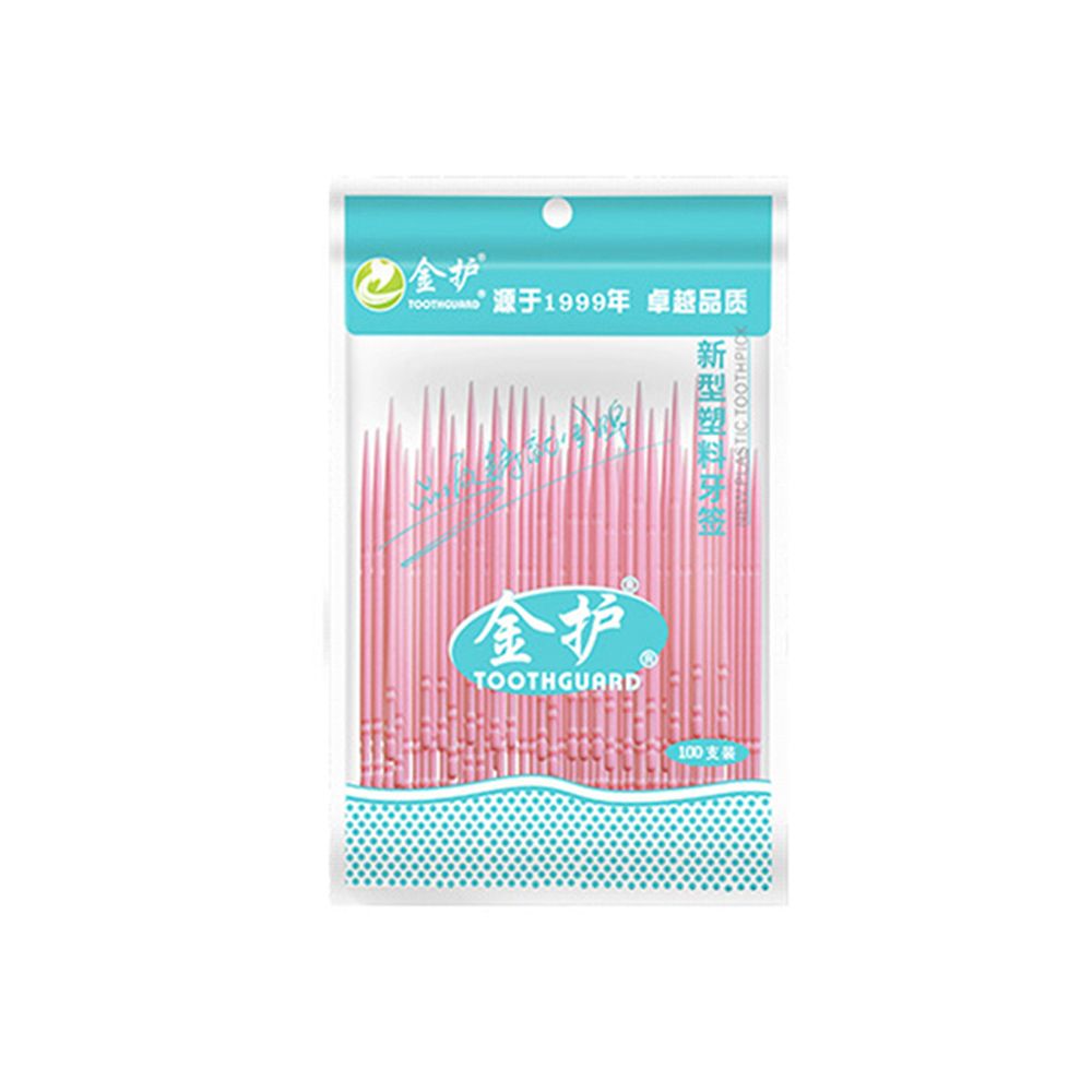 100/200Pcs Double-headed Dental Brush Toothpick Oral Care Teeth Sticks Floss Pick Tooth Cleaning Tools Interdental Toothbrush: pink 100Pcs