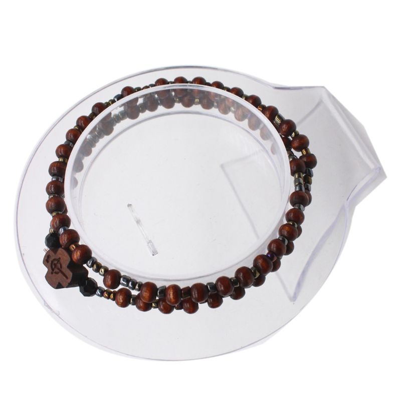 2Pcs Mannen Houten Kralen Kruis Armbanden Meditatie Gebed Chain Katholieke Christian