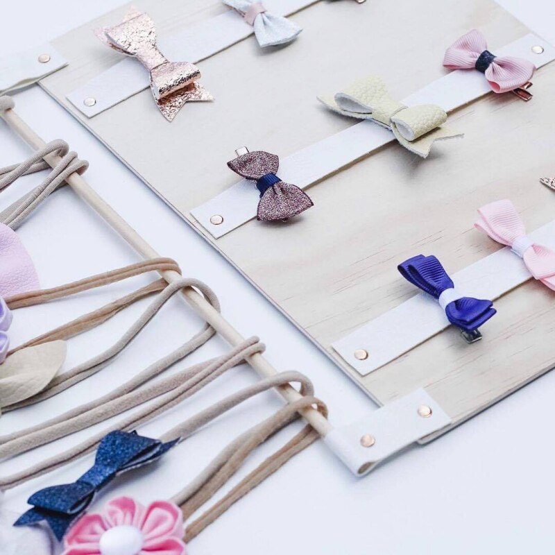 Lazos de madera de estilo nórdico para el pelo de niñas pequeñas, horquilla de almacenamiento, estante colgante, almacenamiento de joyas, cinturón, adornos para la habitación de los niños, accesorios para fotos A