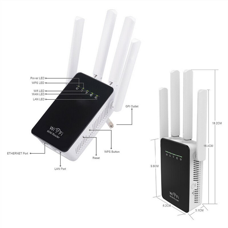 2.4G 5Ghz WiFi 300Mbps Wireless Router WiFi Extender Plug and Play Wireless Internet Range Router Network Booster