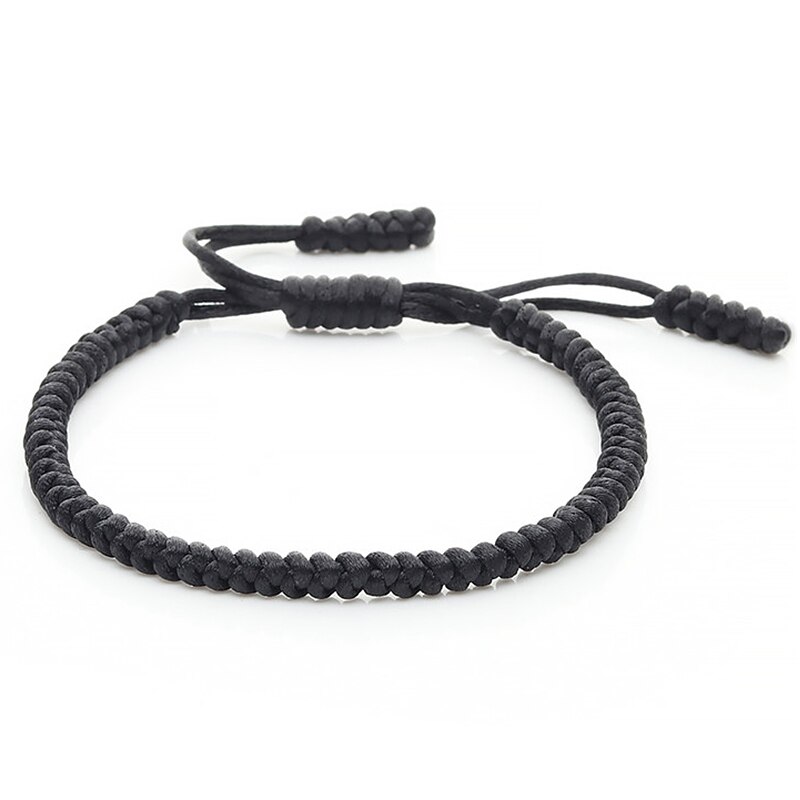 Original breloque faite à la main Bracelets pour femme hommes chanceux tibétain bouddhiste tressé noeuds corde Bracelets et Bracelets bijoux de: black