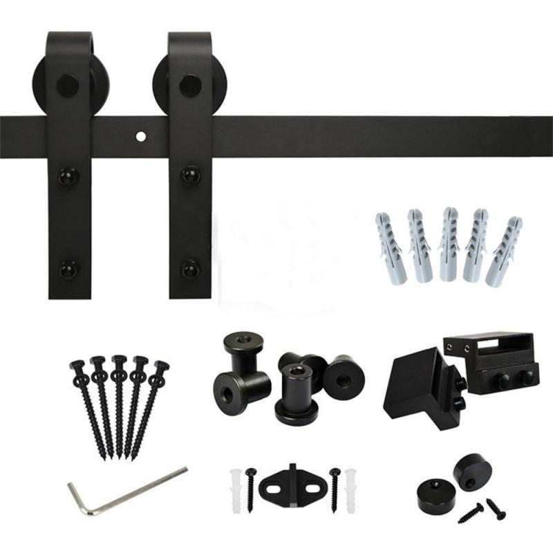 Schuur Deur Opknoping Rail Voor Europa Rustieke Zwart Sliding Track Kit Hardware Kast Houten Deur Home Hardware Gereedschap Naar europa