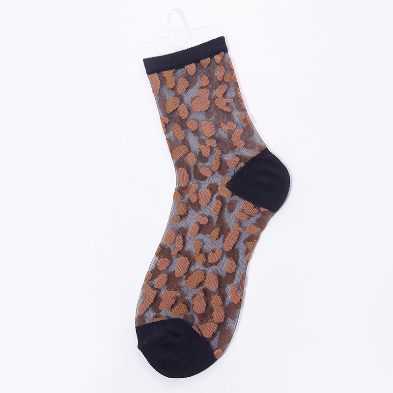Calcetines sexys de malla de encaje para mujer, medias de rejilla de fibra mixta transparente, elástico, tobillo, hilo de red fino de leopardo, 1 par = 2 uds.