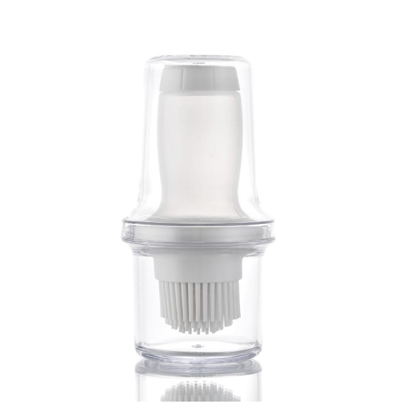 BBQ Oil Bottle Brush, Portable Silicone Oil Brush Bottle Barbecue Brush with Protective Cover Baking Great for BBQ, Picnic: W