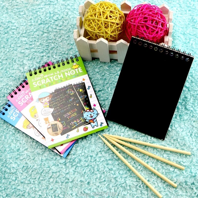 Scratch Note Zwart Karton Creatieve Diy Draw Schets Notities Voor Kid Speelgoed Notebook D08 20