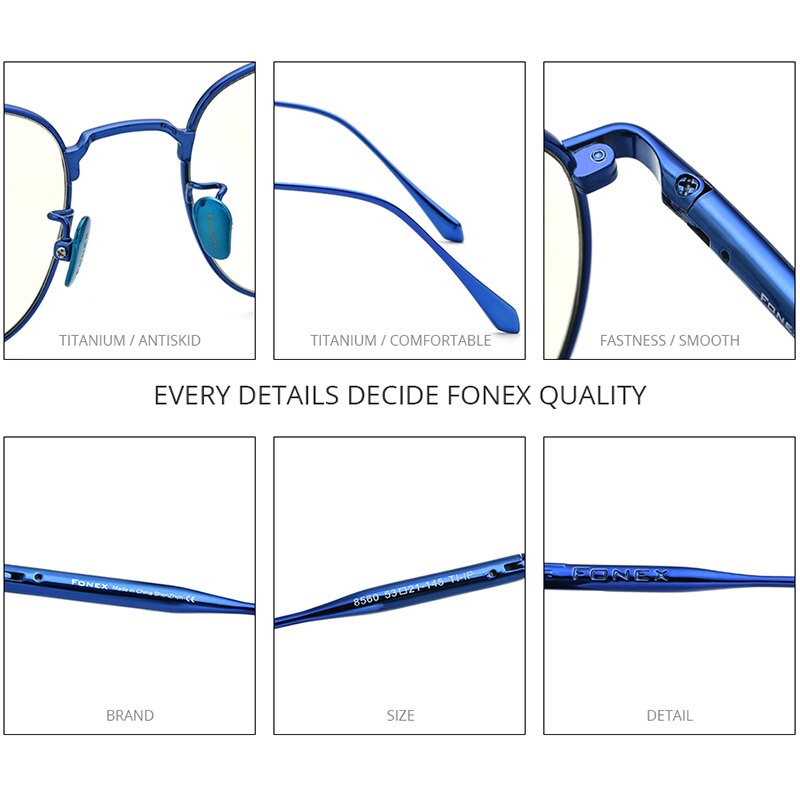 Fonex pure titanium briller ramme mænd firkantede briller mandlige optiske nærsynethed receptpligtige briller rammer 8560
