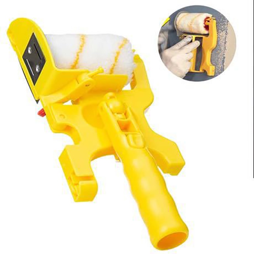 Complete Paint Edging Set, Wall Printing Brush Paint Roller Brush Painting Walls and Ceilings with 2 Soft Brushes and 2 Rollers