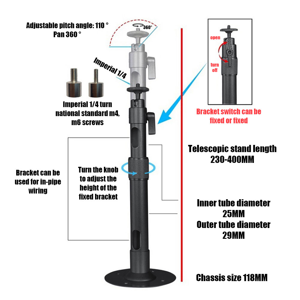 Universal Extended Aluminum Alloy Mini LCD Projector Ceiling Wall Mount Bracket Holder Stand 180mm Length Projection Accessories