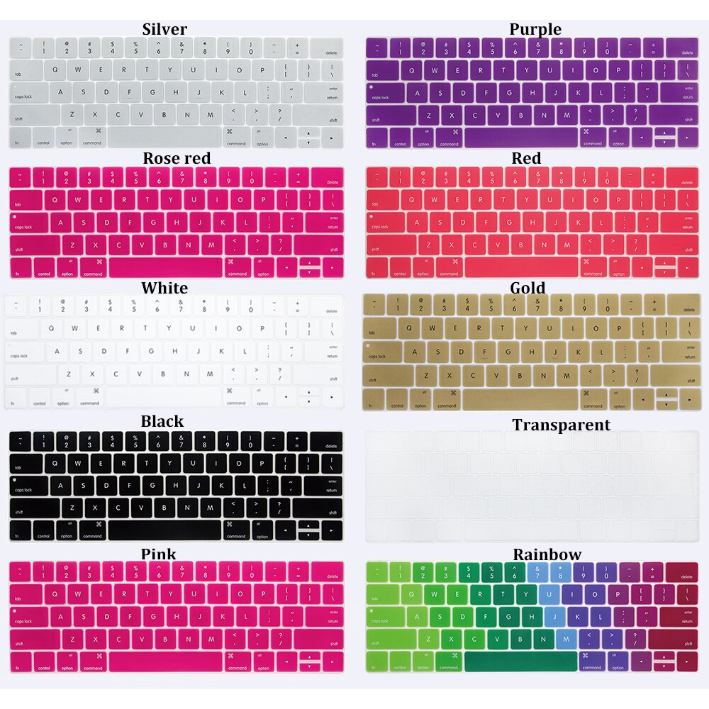 Silikoni pehmeä näppäimistön kansi suoja sateenkaari värikäs iho pölytiivis apple macbook air pro retina 13 " 15 " 17 "