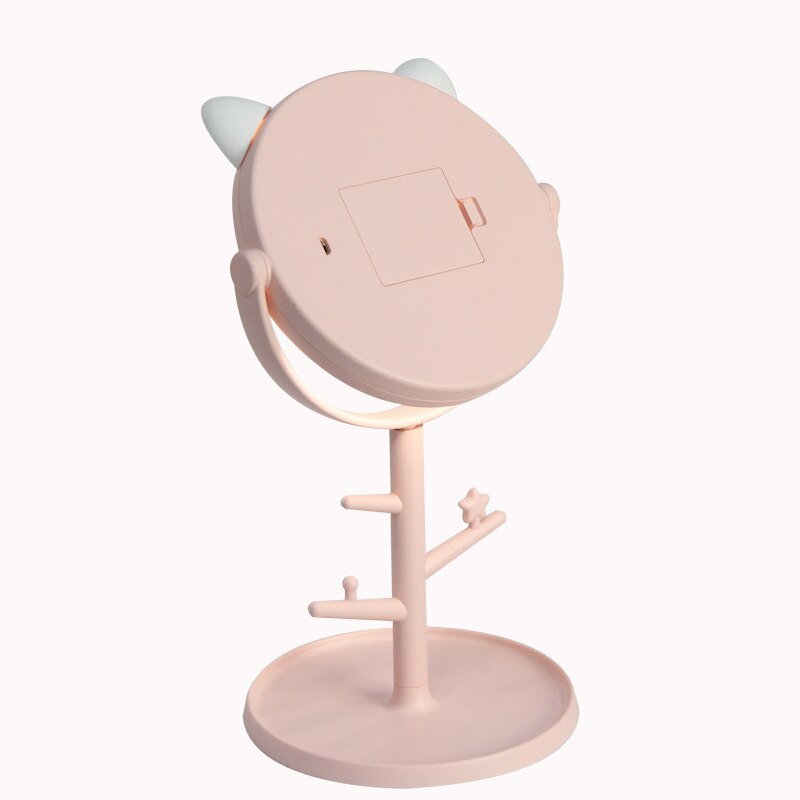 Bureau led verlicht touchscreen draagbare mini make-upspiegel multifunctionele opbergruimte make-updoos cosmetica rek lippenstift eyeliner