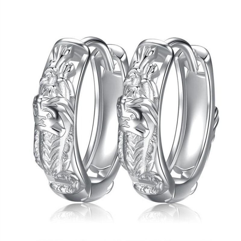 KOFSAC New Fashion Hip Hop Rock creativo Tiger Hoops Lovers gioielli orecchini in argento Sterling 925 per uomo donna accessori per feste
