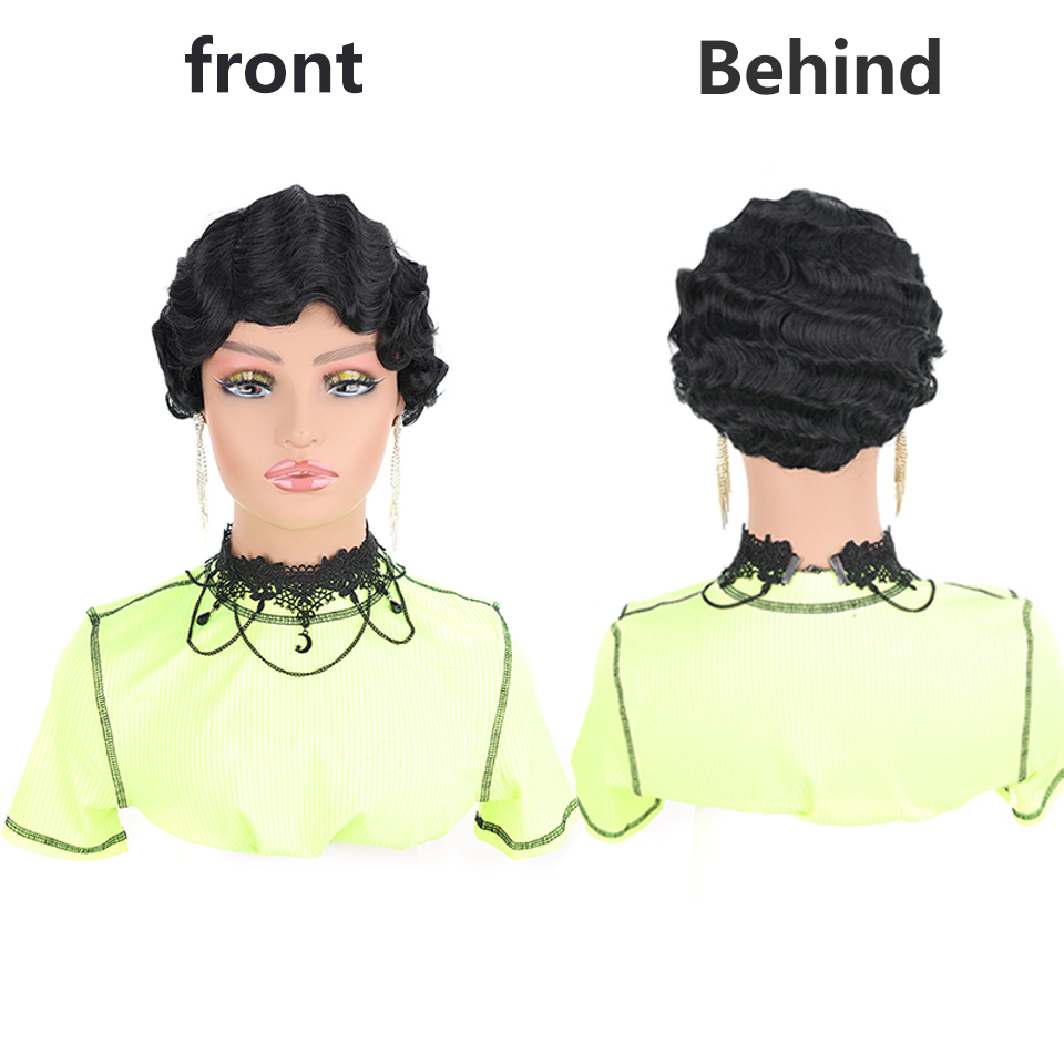 SEEANO – perruque synthétique Afro courte noire 6 pouces pour femmes noires, Blonde rouge violet rose blanc vert, perruque de Cosplay résistante à la chaleur