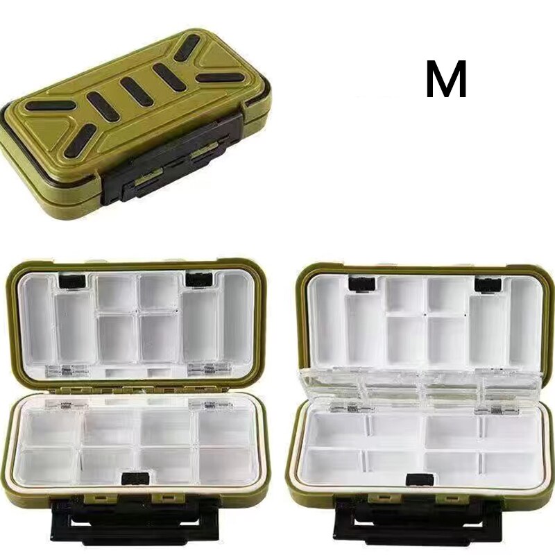 Waterproof Fishing Tackle Box Double-sided Opening And Closing Bait Box Multi-function Hook And Bait Box Accessories: Mgreen