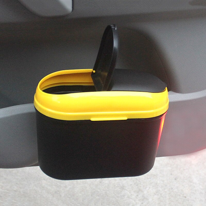 Car Auto Rubbish Dustbin Trash Can Garbage Dust Case Box Car Storage Case Car Trash Bin Car Accessories: Yellow