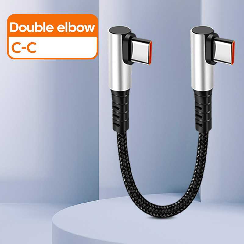 Cable de teléfono Xiaomi 6A de carga rápida USB A tipo C a tipo C Cable corto codo de 90 grados Cable de datos Cable de banco de energía para iPhone: Morado / 0,5 m