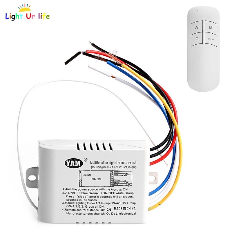 220V 1/2/3 Ways Wireless ON/OFF Lamp Remote Control Switch Receiver Transmitter-25: 3 way