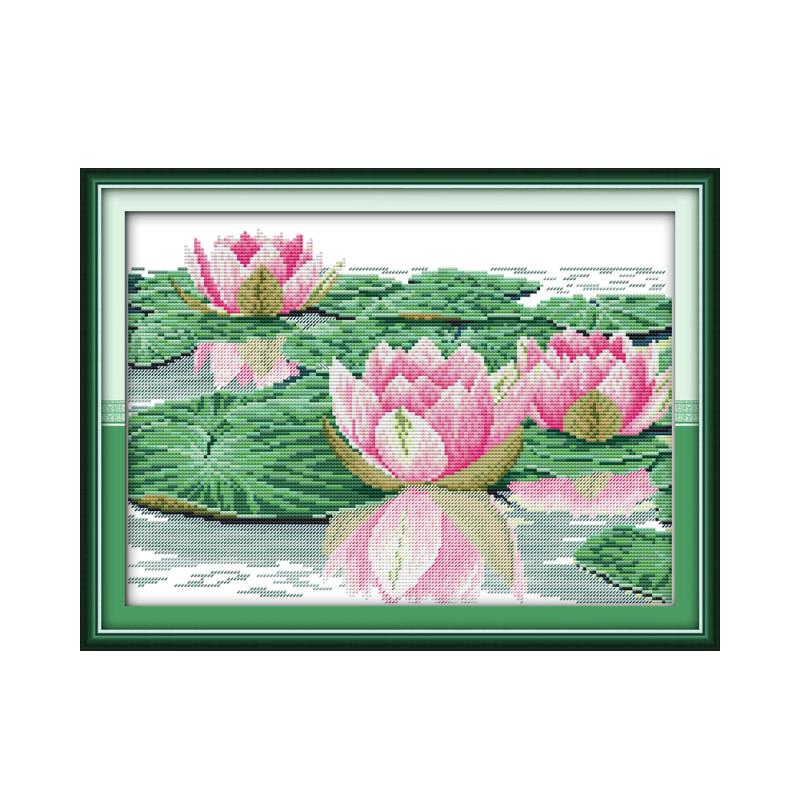 Mooie lotus kruissteek kit bloem 14ct bedrukte stof canvas stiksels borduurwerk DIY handgemaakte handwerken