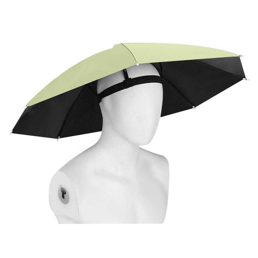 Foldable Head Umbrella Hat Windproof Fishing Head Wearing Sunshade Rain Gear Outdoor Portable Umbrella Camping Beach Head Hats: green