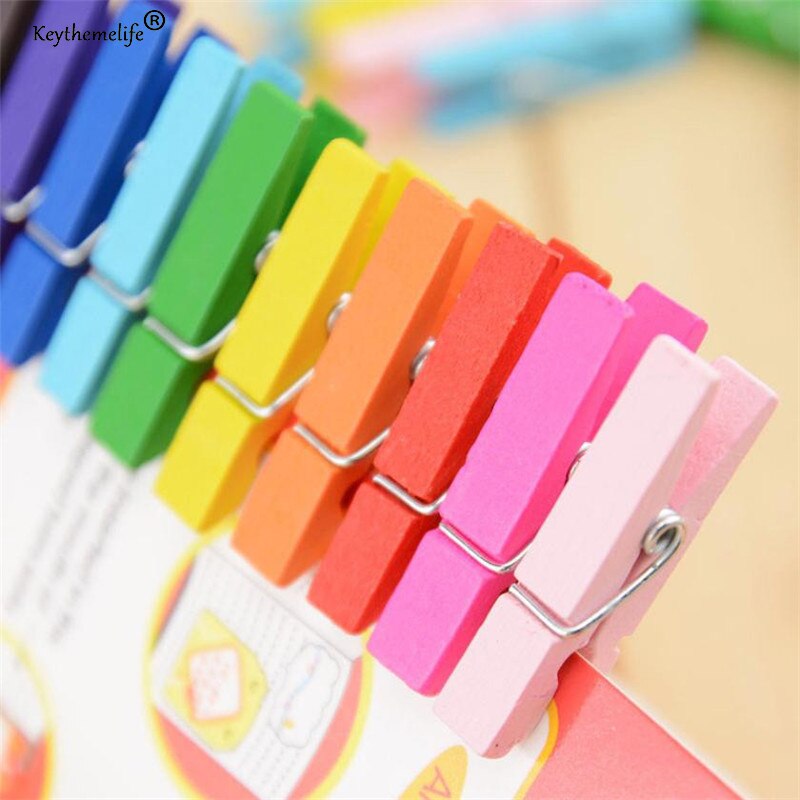 50 Uds Color mezclado Mini de madera Peg pinza de Ropa Decoración arte Clips foto de ropa de papel 25mm 35mm 45mm . Exclusivo.