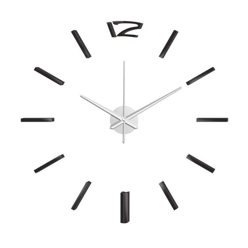 50cm 3D Wanduhr Moderne DIY Acryl Spiegel Aufkleber Uhr für Wohnzimmer Schlafzimmer Wohnkultur Große Stille elreloj Wandbild: 20 Zoll Schwarz / 20Zoll