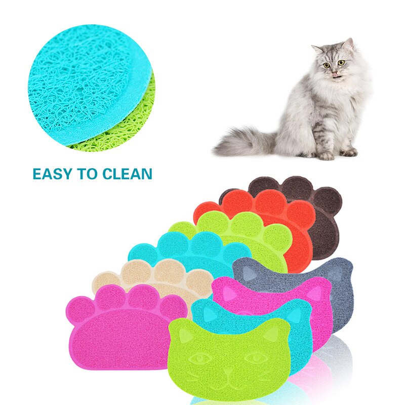 Waterdichte Huisdier Kattenbakvulling Mat Leuke Claw Vorm Voeden Pad Pvc Eenvoudige Reiniging Dubbele Laag Katten Wc Matten Voor Pet katten Supplies