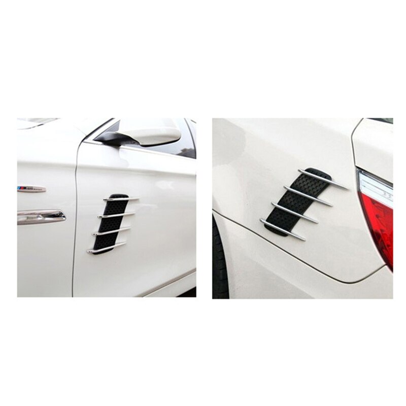 2Pcs Car Airflow Sticker Truck Car Styling Exterior Decal 3D Car Sticker Paper Chrome Shark Gill 3D Car Sticker Side Vent