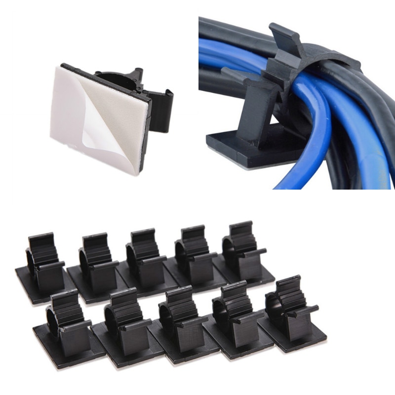 10Pcs/lot Cable Cord Adhesive Fasteners Clips Organizer Clamp Mounting Range Wireless Cable Clips Wire Holder