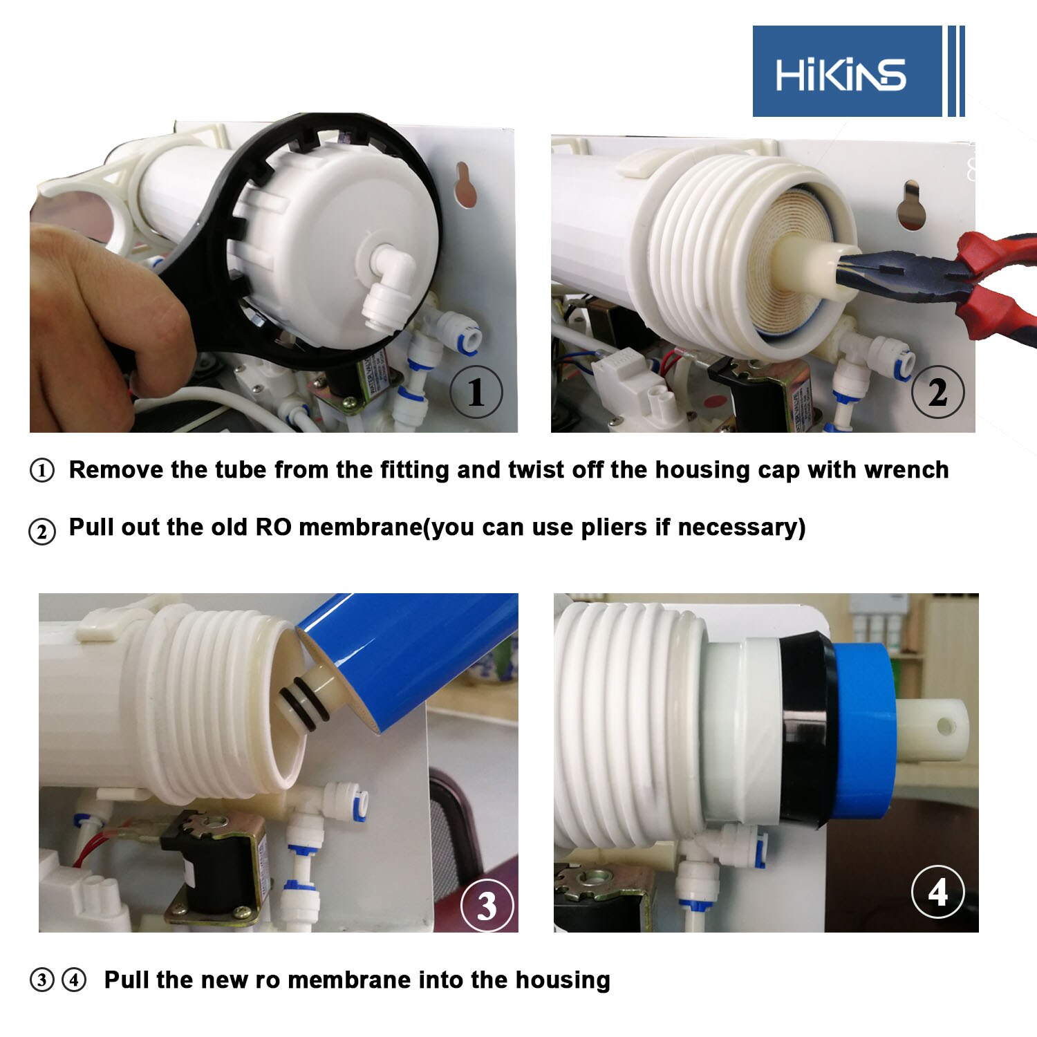 HiKiNS-filtro de ósmosis inversa para el hogar, filtración de agua, reducción de bacterias Kitc, 100 GPD RO, reemplazo Universal