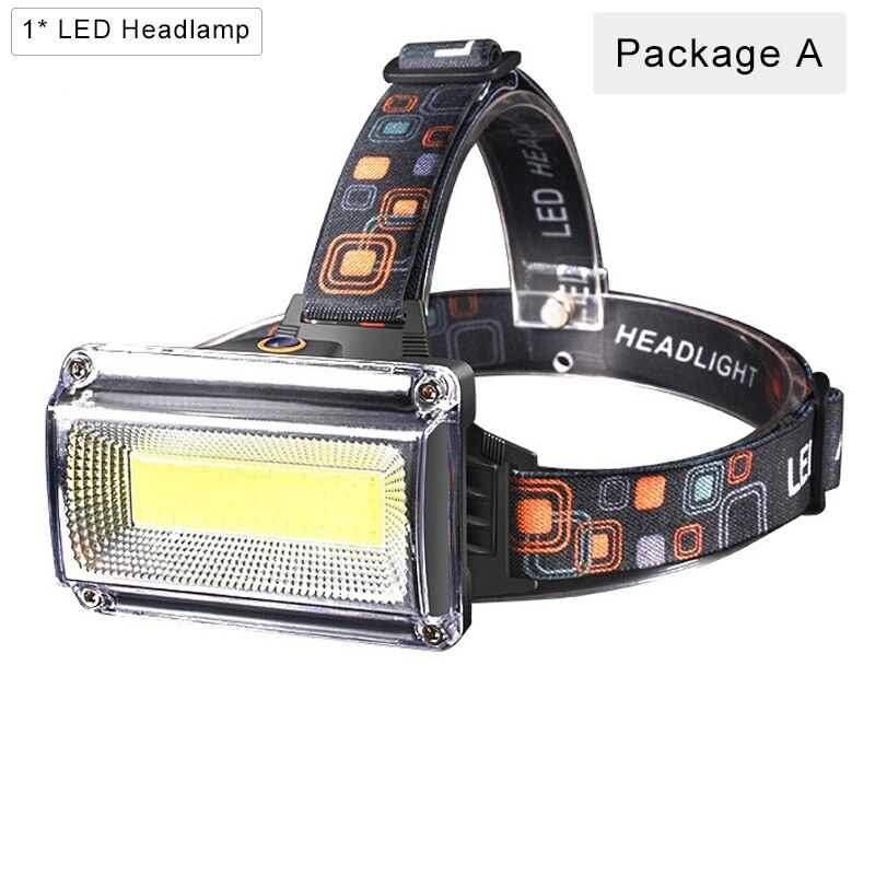 40000 lms cob led forlygte reparation lys hovedlampe usb genopladeligt vandtæt forlygte 18650 batteri fiskelys: Pakke a