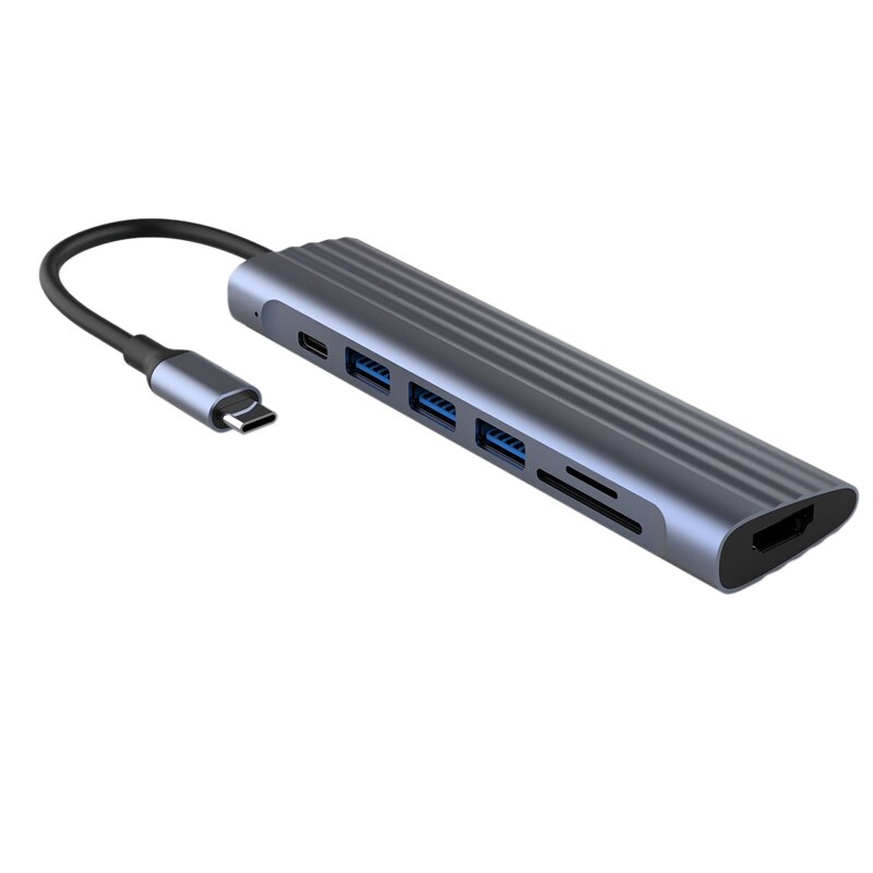 6 in 1 USB C HUB, Docking Station Includes 1XSD + 1XTF + 2XUSB 3.0+ 1XHDMI + 1XPD for PC Laptop